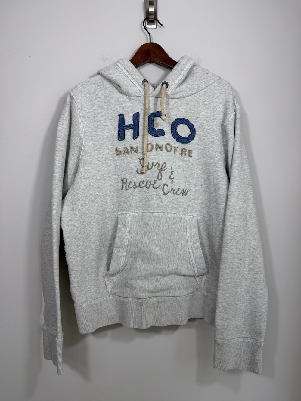 Vintage Hollister Y2K HCO San Onofre Surf Rescue Crew Hoodie Gray L